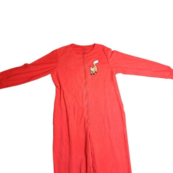 Nick & Nora Fox Footed Fleece Pajamas One Piece PJs Size M Orange - Picture 5 of 10